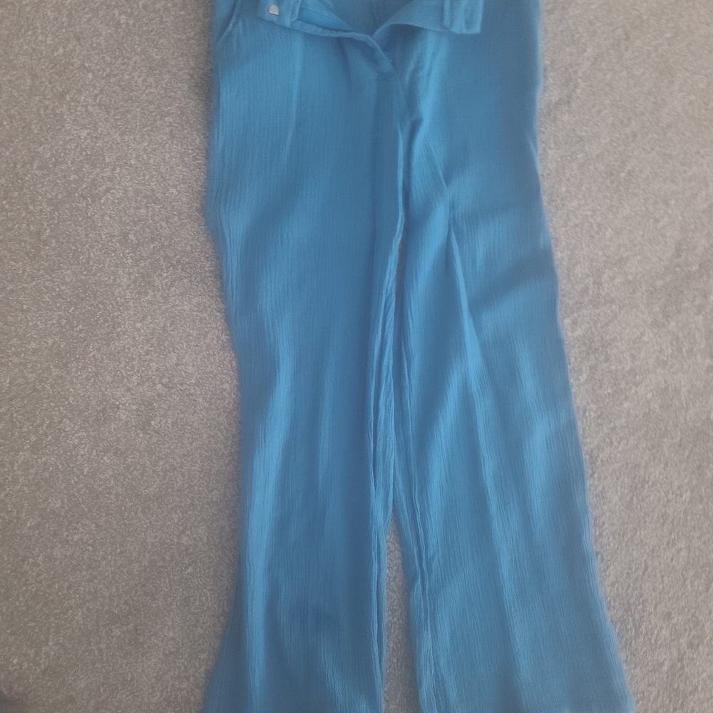 Blue COMMENSE Sleeveless V-Neck Button Front Top With PANTS - Picture 8 of 9